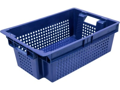 Ящик перфорированный 600×400×200, арт.: 102 мск, объём 37, синий, код: 28421