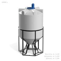 Емкость K 1000 литров с пропеллерной мешалкой с обрешеткой