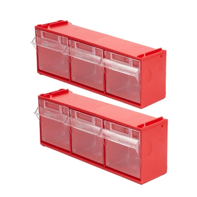 Комплект из двух откидных коробов Стелла-техник F-300-3-2K, красный/прозрачный