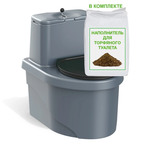 Торфяной биотуалет «РОСА» PREMIUM серого цвета