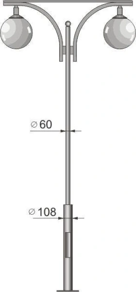Стальной фонарный столб Т-15-2 со светильником 3,26 м