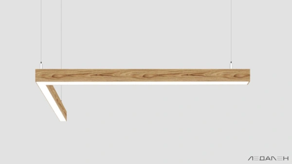 L-образный светильник WOOD ANGLE L 3000K 32W, корпус Ясень оливковый