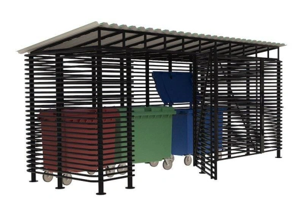 Контейнерная площадка для ТБО «МАФ - 5» (с хозблоком) 6,0 м (3 контейнера)