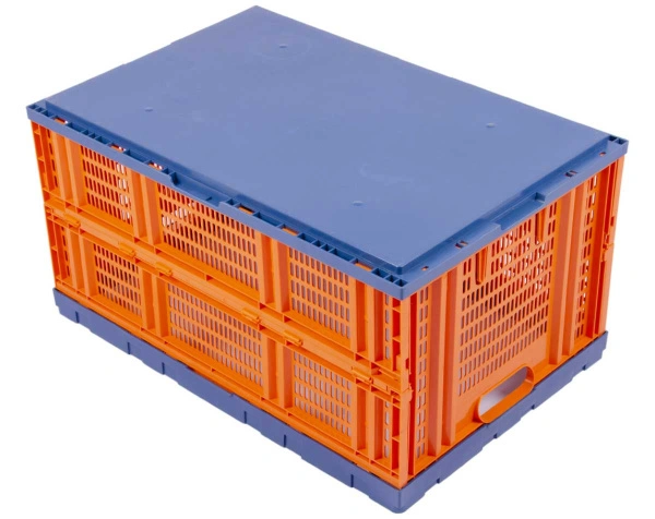 Складной ящик 600х400х310 с перфорированными стенками оранжевый