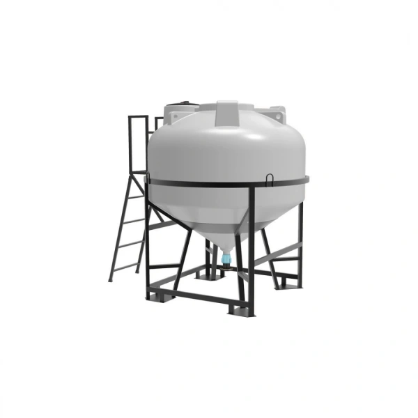 Емкость ЦКТ 3000 л с патрубком 160мм с фланцем под плотность до 1,2 г/см³ белая в обрешетке с лестницей