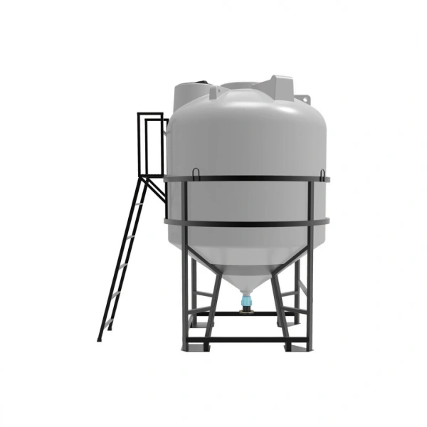 Емкость ЦКТ 5000 л с патрубком 90мм с фланцем под плотность до 1,2 г/см³ белая в обрешетке с лестницей